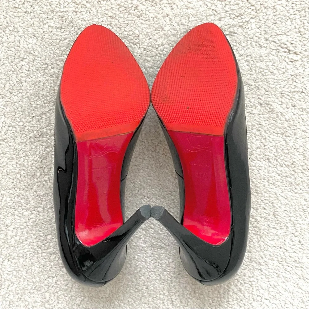 Christian Louboutin Black Patent Leather Pumps Heels - Picture 5 of 6